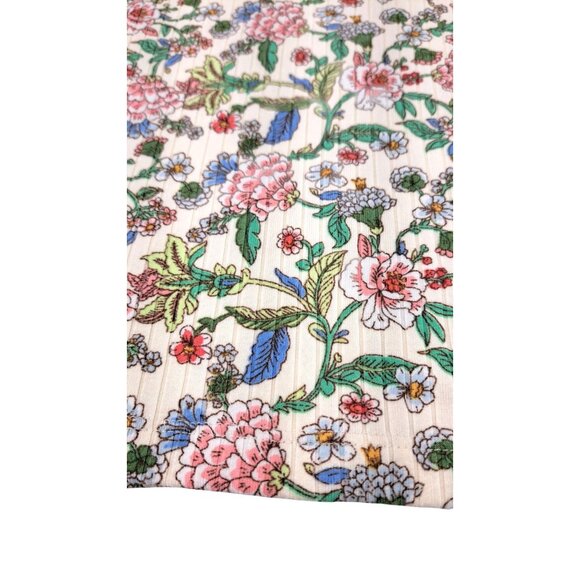 Kim & Cami Floral Print Blouse Women Size Medium Capped Sleeve Top Ribbed Knit - Picture 3 of 6